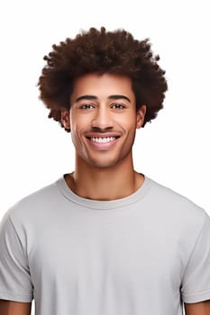 Happy looking young afro american isolated on white background. generative ai