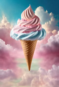 Yummy Frozen Treat Meets Sweet Sky in Delicious Confectionery. artificial art