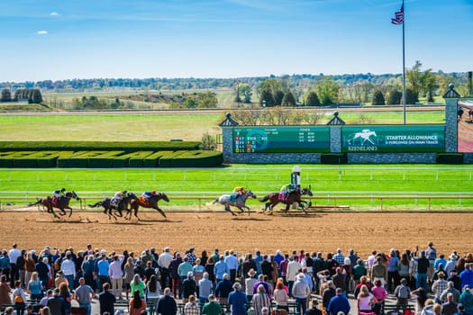 Keeneland, Lexington, Kentucky, October 18, 2023: Keenealand Fall Race Meet event, finish of the Race 2