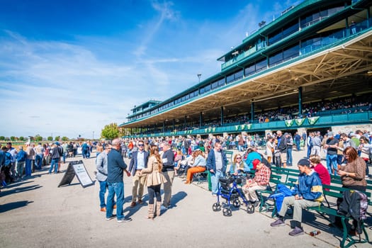 Keeneland, Lexington, Kentucky, October 18, 2023: Grand Stand of the Keeneland Race Track during Fall Race Meet