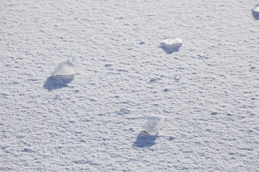 Snow-covered ice surface with pieces of ice, Germany