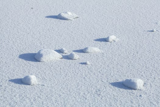Snow-covered ice surface with pieces of ice, Germany