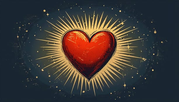 Vintage heart cartoon background, Retro design Valentine's Day background. Hand drawn hearts. Design elements for Valentine's day. Copy space Space for text