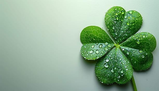 Four leaf clovers on white background, Realistic natural leaves natural background, little green trefoil, symbol of st. patrick's day. Isolated on white background copy space