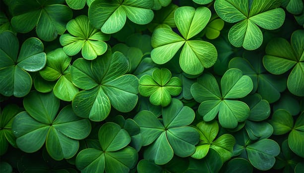 Four leaf clovers on white background, Realistic natural leaves natural background, little green trefoil, symbol of st. patrick's day. Isolated on white background copy space