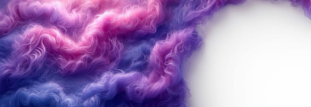 Neon pink and purple fur background fantasy. Abstract purple background texture. Soft skin texture. Modern design. Empty space for text. top view beauty