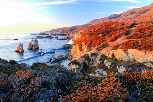 View of the Pacific Ocean in Big Sur, California