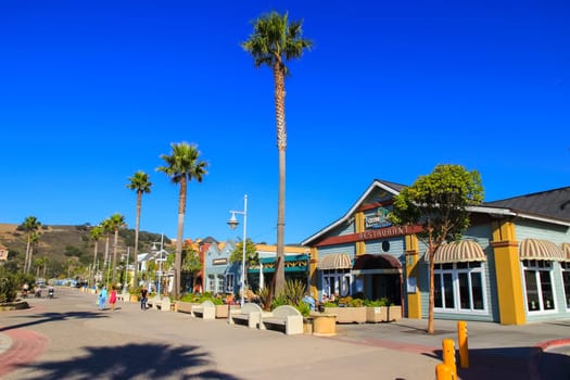 Santa Barbara, USA - June 5, 2016: The streets of the city of Santa Barbara are a city in the central part of the California coast, at the foot of the Santa Ines mountain range.