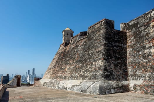 Castillo San Felipe de Barajas, fortress in the strategic location of Cartagena de Indias city on the Caribbean coast of Colombia.