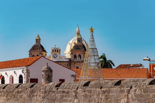 Urban skyline of Cartagena de Indias city on the Caribbean coast of Colombia