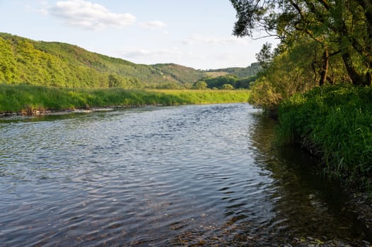 The Eder - A river in Germany in a green landscape