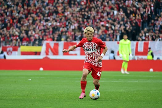Ritsu Doan (SC Freiburg) during the match of the 1. FBL: 23-24: 22. Sptg. SC Freiburg - Eintracht Frankfurt  DFL REGULATIONS PROHIBIT ANY USE OF PHOTOGRAPHS AS IMAGE SEQUENCES AND/OR QUASI-VIDEONann  Photo: Joachim Hahne/johapress