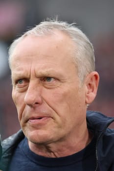 Coach Christian Streich (SC Freiburg) before the match of the 1st FBL: 23-24: 22. Sptg. SC Freiburg - Eintracht Frankfurt  DFL REGULATIONS PROHIBIT ANY USE OF PHOTOGRAPHS AS IMAGE SEQUENCES AND/OR QUASI-VIDEONann  Photo: Joachim Hahne/johapress