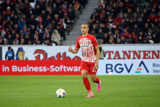Kiliann Sildillia (SC Freiburg) in the match of the 1. FBL: 23-24: 22. Sptg. SC Freiburg - Eintracht Frankfurt  DFL REGULATIONS PROHIBIT ANY USE OF PHOTOGRAPHS AS IMAGE SEQUENCES AND/OR QUASI-VIDEONann  Photo: Joachim Hahne/johapress