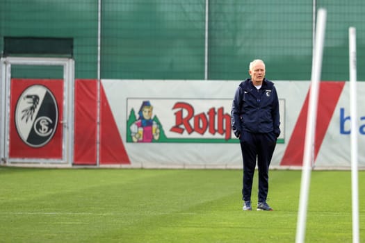 Coach Christian Streich (SC Freiburg) at the final training session before the Europa League - Qualification 1/8 Final,SC Freiburg vs RC Lens