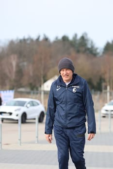 Coach Christian Streich (SC Freiburg) on his way to the final training session before the Europa League - Qualification 1/8 Final,SC Freiburg vs RC Lens