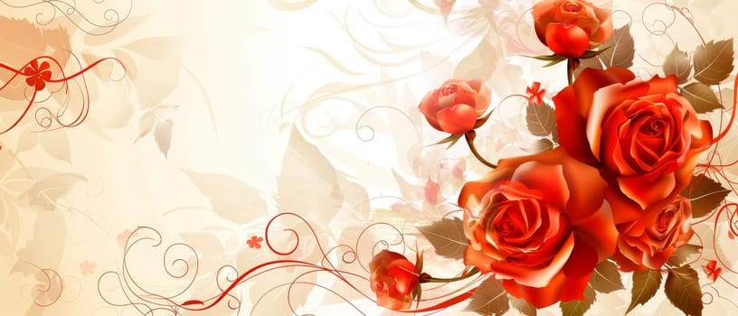 A digital artwork of ornate roses with swirls and floral motifs. The warm tones and intricate design evoke a sense of fantasy and creativity