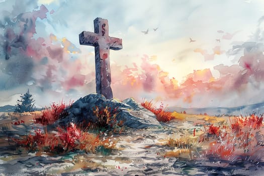 Religious cross, christian belief, crucification Jesus Christ on Easter, good friday, palm sunday, religion and prothecy