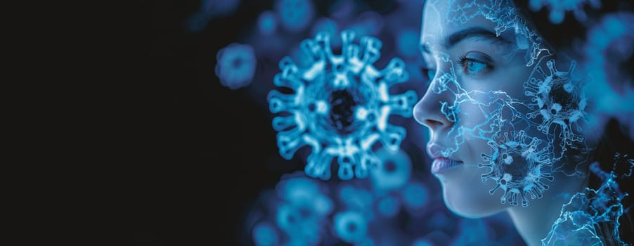 Outbreak of a virus, infectious disease spreading, pandemic, scientist at laboratory, research in medicine