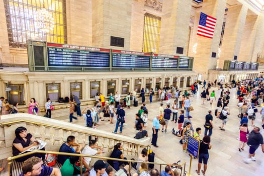New York, USA - July 10, 2010:  view of commuters and tourists flood the grand central station during the afternoon rush hour in New York.