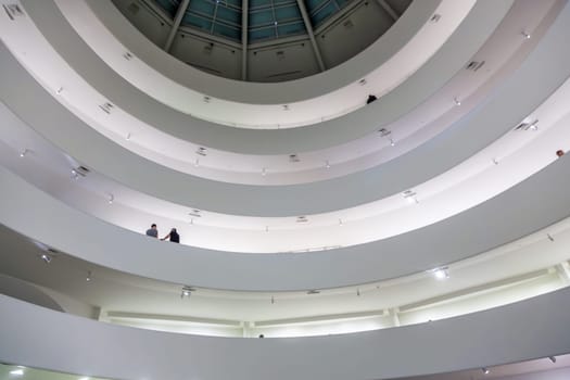 New York, USA - July 11, 2010: inside the famous Guggenheim museum with the winding construction in the afternoon in New York, USA