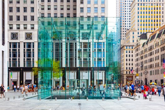 NEW YORK, USA - JULY 11, 2010: Apple company building, 767 5th Avenue, by Bohlin Cywinski and Jackson architects.
