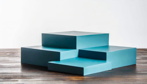 modern podium or pedestal display with platform concept on white background blank shelf stand for showing product 3d rendering