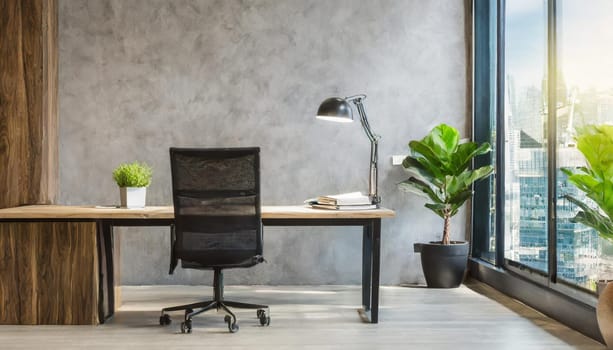 Home mockup, modern home office interior background, 3d render