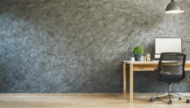 Home mockup, modern home office interior background, 3d render