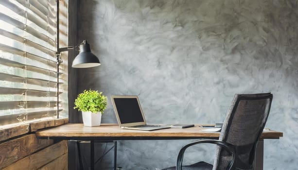 Home mockup, modern home office interior background, 3d render