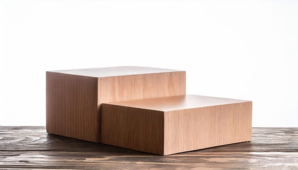 modern podium or pedestal display with platform concept on white background blank shelf stand for showing product 3d rendering
