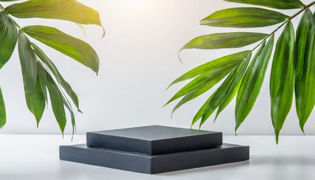 modern podium or pedestal display with platform concept on white background blank shelf stand for showing product 3d rendering