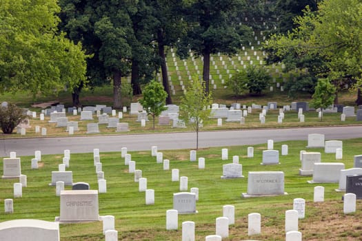 Arlington, USA - July 15, 2010: Headstones at the Arlington national Cemetery