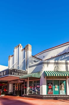 Miami, USA - July 27, 2010:  Famous Colony Art Deco Theater renovated for 6,5 MM USD and open for public again in MIami, USA. Build in 1934 in art deco style to entertain the visitors.
