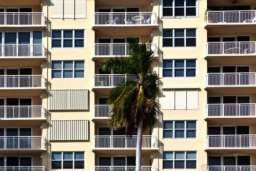 Fort Lauderdale, USA - August 1, 2010: view to facades of skyscraper with appartments in Fort Lauderdale, USA.