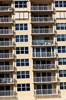 Fort Lauderdale, USA - August 1, 2010: view to facades of skyscraper with appartments in Fort Lauderdale, USA.