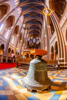 Wiesbaden, Germany - Apr 10, 2011: bronce  bell inside the Marktkirche
