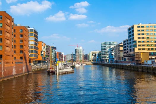 Hamburg, Germany - April 20, 2011: famous Hafencity nord in the Speicherstadt in Hamburg.