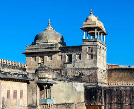 Amer, India - November 12 2011:  Amber Fort in Amber,India. Constructed by Raja Man Singh I in 1592 , the fort was made in red sand stone and white marble.