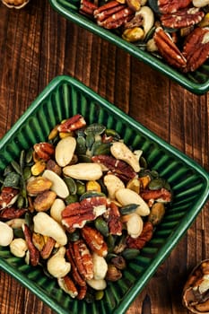 Mix of various nuts. Vegetarian food concept. Top view