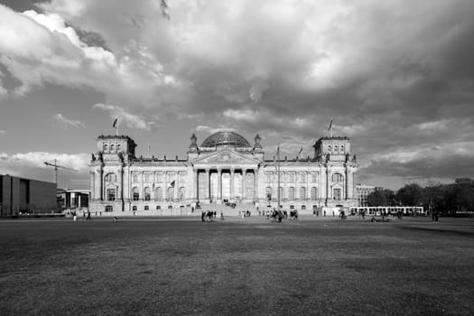 Berlin, Germany - April 23, 2012: Reichstag building, seat of the German Parliament (Deutscher Bundestag), in Berlin, Germany