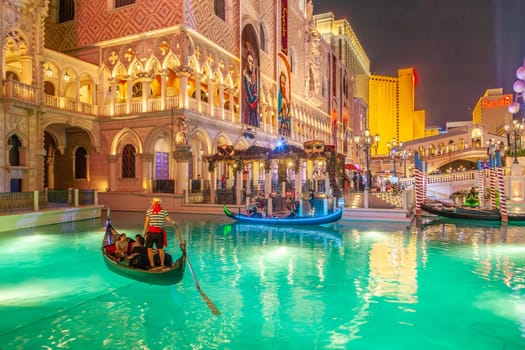 Las Vegas, USA - June 15, 2012: The Venetian Resort Hotel & Casino. The resort opened on May 3, 1999 with flutter of white doves, sounding trumpets, singing gondoliers and actress Sophia Loren.