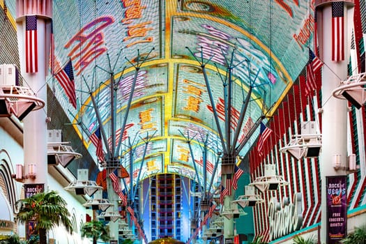 Las Vegas, USA - June 15, 2012: Fremont Street in Las Vegas, Nevada. The street is the second most famous street in the Las Vegas. Fremont Street dates back to 1905, when Las Vegas was founded.