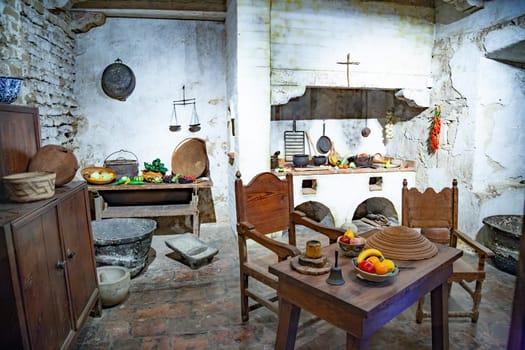Santa Barbara, USA - June 23, 2012: inside the old mission of the Spanish missionary Junipero Serra.