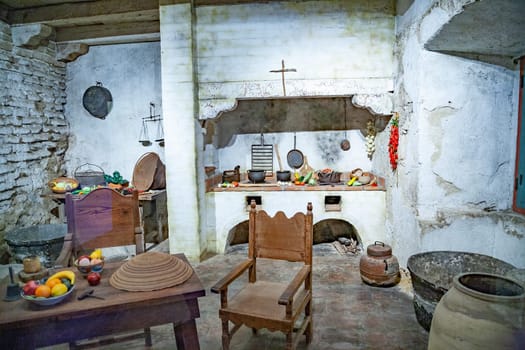 Santa Barbara, USA - June 23, 2012: inside the old mission of the Spanish missionary Junipero Serra.