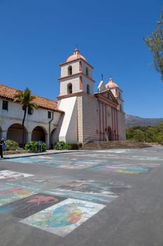 Santa Barbara, USA - June 23, 2012: View to old mission of the Spanish missionary Junipero Serra.