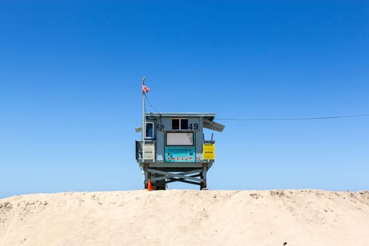 Redondo Beach, USA - June 24, 2012: empty beach hut at empty beautiful beach in Redondo beach , Los Angeles, USA