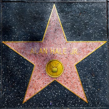 Los Angeles, USA - June 24, 2012: Alan Hale's star on Hollywood Walk of Fame on June 26, 2012 in Hollywood, California. This star is located on Hollywood Blvd. and is one of 2400 celebrity stars.