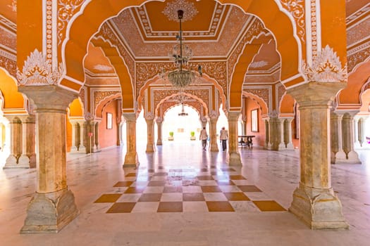 Jaipur, India - October 19, 2012: Chandra Mahal in City Palace, Jaipur, India. It was the seat of the Maharaja of Jaipur, the head of the Kachwaha Rajput clan.
