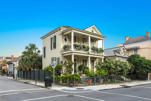 New Orleans, USA - July 16, 2013:   historic building in the French Quarter  in New Orleans, USA. Tourism provides a large source of revenue after the 2005 devastation of Hurricane Katrina.